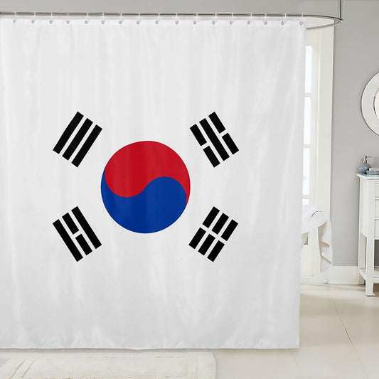 Feelyou South Korean Flag Shower Curtain for Bathroom Decor South Korea Bath Curtain World Countries Bathroom Accessories Soccer Sports Game Waterproof Polyester Fabric for Stalls Bathtubs 72"x72"