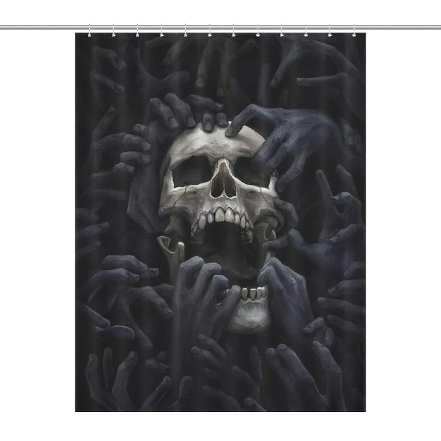 GoDazzling Gothic Skull Shower Curtain, Scary Spooky Halloween Skeleton Shower Curtain Sets for Bathroom Fabric Bath Curtain 12 Hook 55x72Inch（140x183cm）