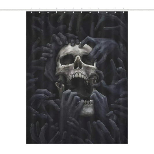 GoDazzling Gothic Skull Shower Curtain, Scary Spooky Halloween Skeleton Shower Curtain Sets for Bathroom Fabric Bath Curtain 12 Hook 55x72Inch（140x183cm）