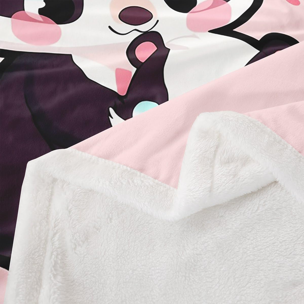 Erosebridal Cartoon Skunk Sherpa Blankets Pink Kawaii Princess Girls Throw 50"X60" Throw Bed Blanket Cute Animal Skunk Fleece Blankets Woodland Wildlife Fuzzy Blanket for Kids Teen Women