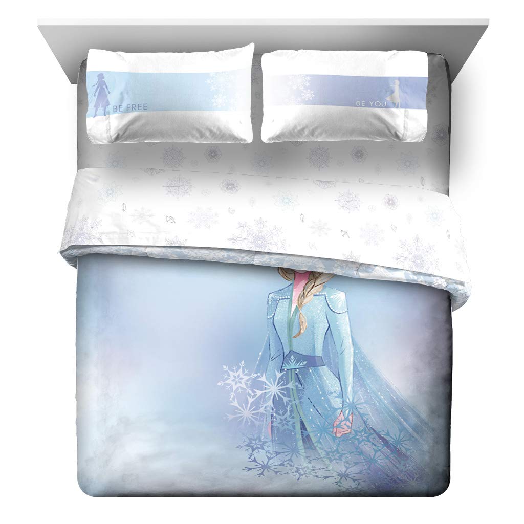 Disney Frozen 2 Elsa 7 Piece Queen Comforter Set Bed in a Bag - Reversible Comforter & Sheet Set Bedding - Super Soft Fade Resistant Microfiber, Machine Washable (Official Disney Product) - Jay Franco