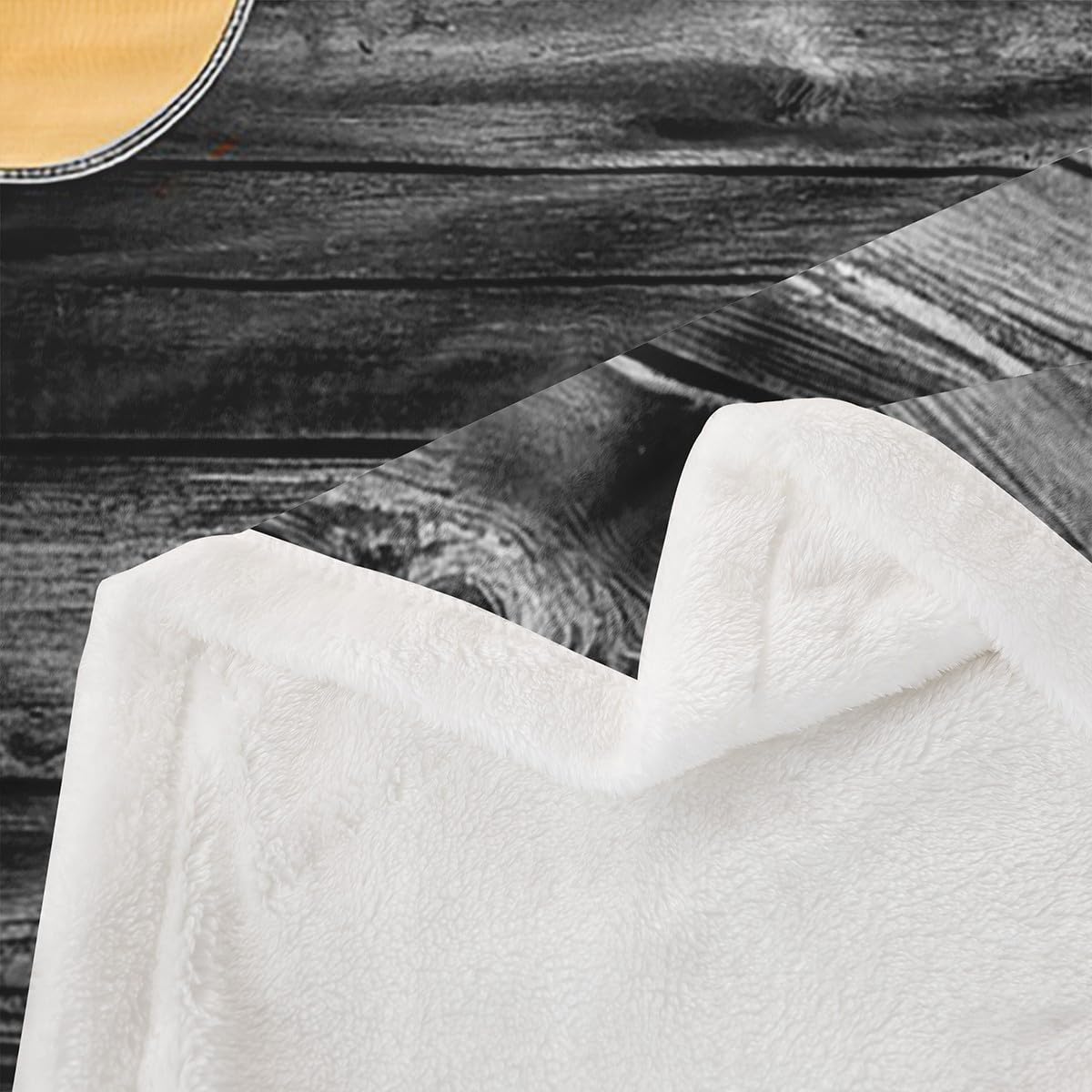 Feelyou Guitar Fleece Blankets for Kids Adults Rock Music Theme Plush Blankets and Throws 3D Guitar Print Blanket Musical Sherpa Blanket 50" x 60"