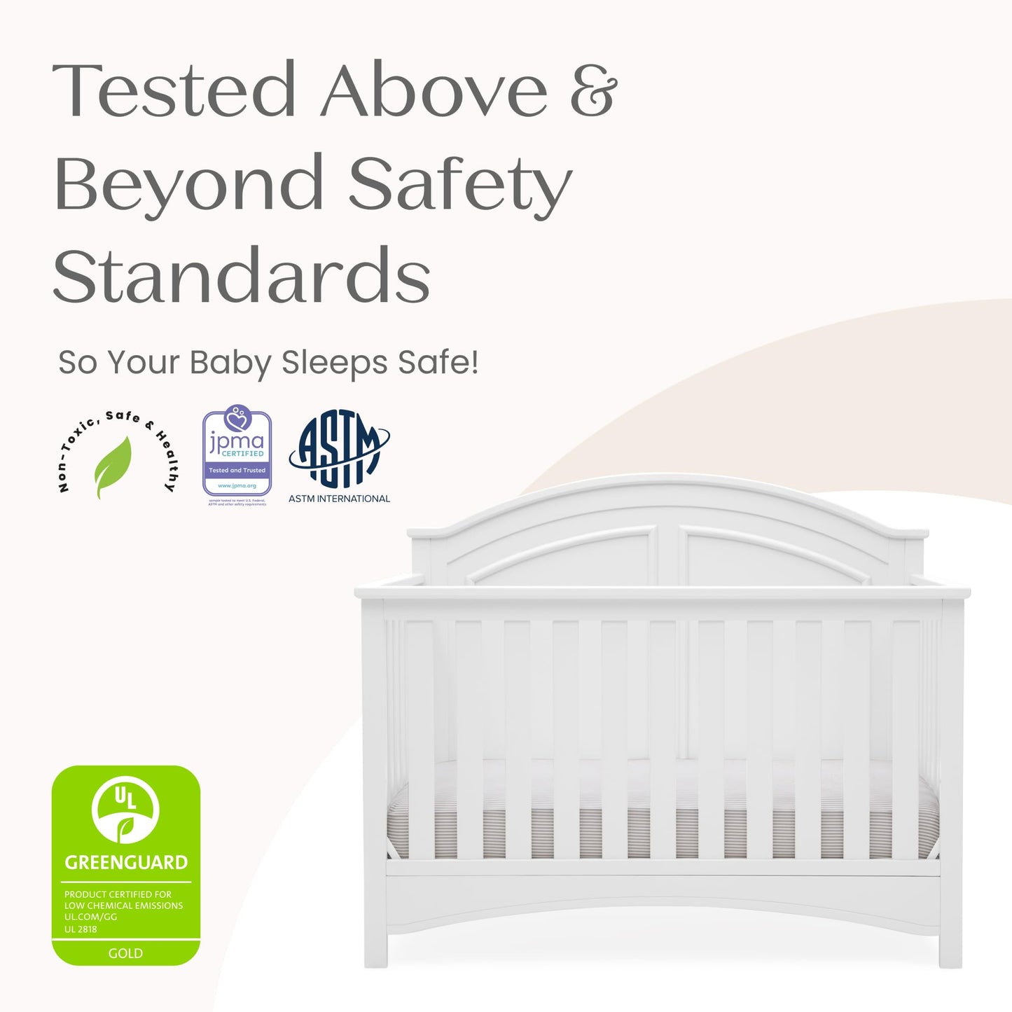 Delta Children Perry 6-in-1 Convertible Crib - Greenguard Gold Certified, Bianca White
