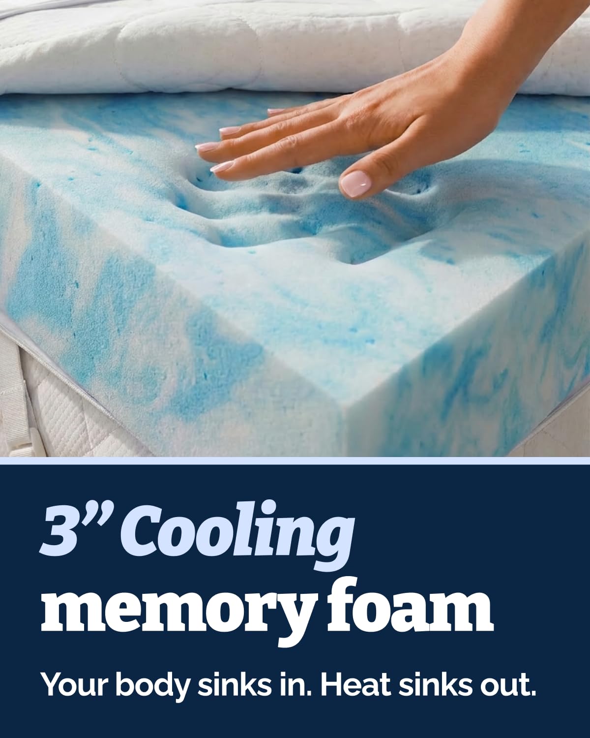 Mattress Topper - 3 Inch Memory Foam Mattress Topper with Cooling Cover for College Dorm - Plush, Thick & Comfy, Pain & Pressure Relief - Twin XL Size Mattress Pad w/Straps & Removable Washable Cover