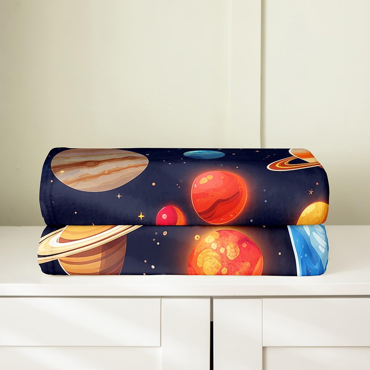 Feelyou Black Solar System Flannel Fleece Throw Blanket for Sofa Couch Girls Boys Baby 30"x40" Outer Space All Season Bed Blanket Room Decorative Universe Planets Fuzzy Blanket Galaxy Plush Blanket