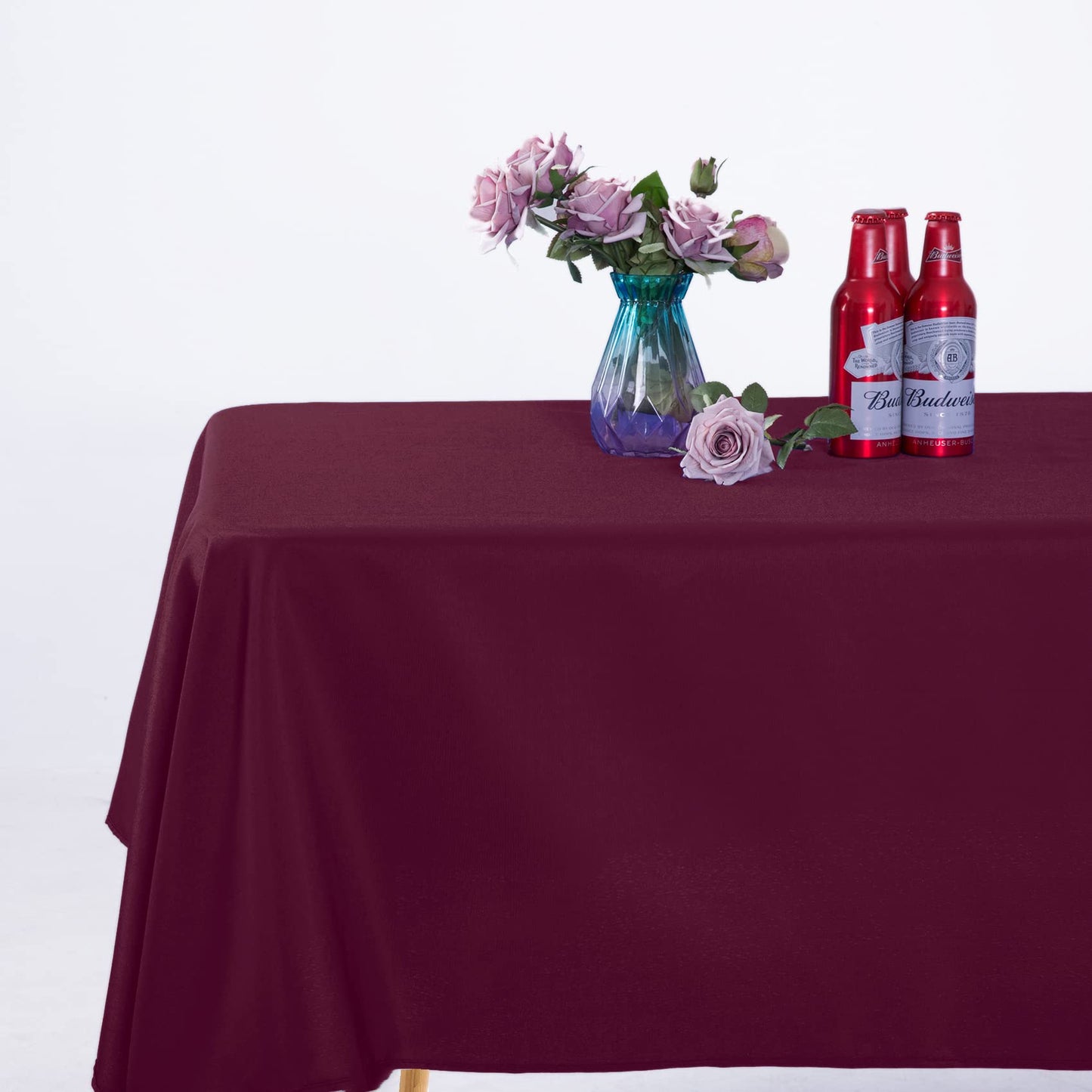Ascoza 2pack 60x120 Inch Burgundy Rectangular Tablecloth 6 Feet Table Cloth in Polyester Fabric for Wedding/Banquet/Restaurant/Parties