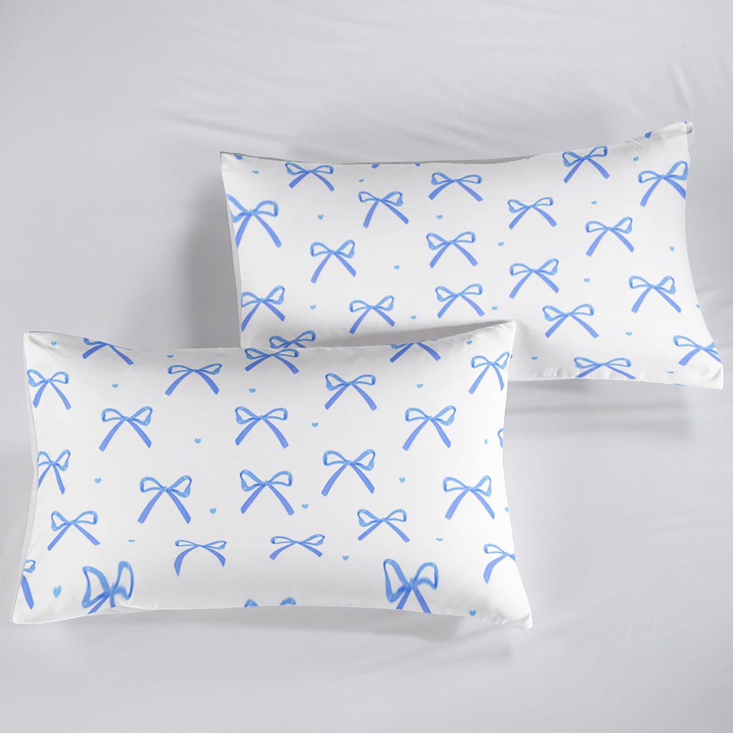 QOOMO 3Pcs Bow Comforter Set Twin,Bowknot Bedding Set for Teens Boys Girls,1 Comforter with 2 Pillowcases,Down Alternative,Soft and Lightweight