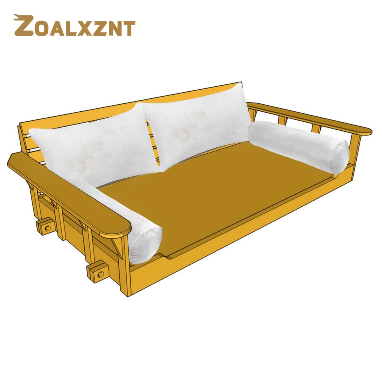 ZOALXZNT Twin Size Bolster Cushion and Back Pillow PP Cotton and Shredded Sponge Inserts for Outdoor or Indoor Twin Daybed and Porch Swing Bed, Insert ONLY (White, 36.5 * 20in)
