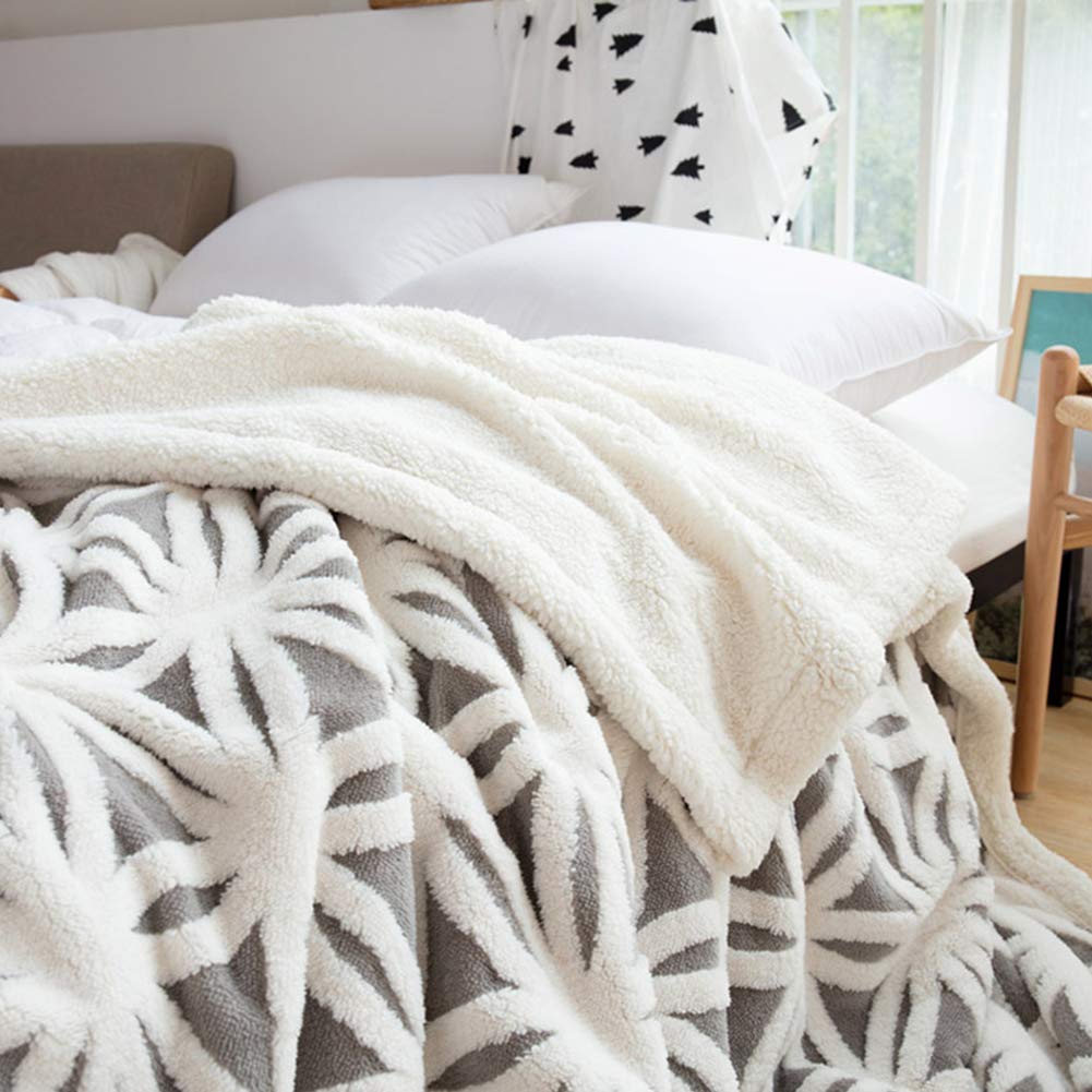 LOMAO Sherpa Fleece Blanket Gifts for Mom Dad Cozy Soft Throw Blanket for Women Men Birthday Gifts Dual Sided Couch Sofa Bed Blanket (Grey,51x63)