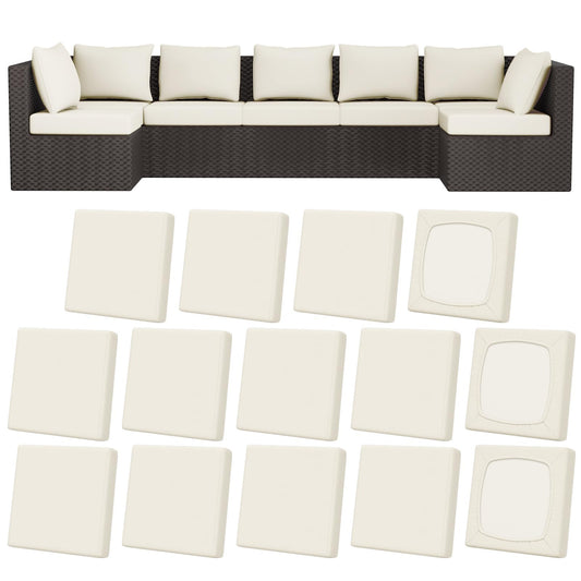 Vorshape 14Pcs Patio Stretch Cushion Covers, Outdoor Couch & Sofa Replacement Slipcovers for Patio Furniture Cushion Covers, Washable Reusable Furniture Protector, Square Large, Beige