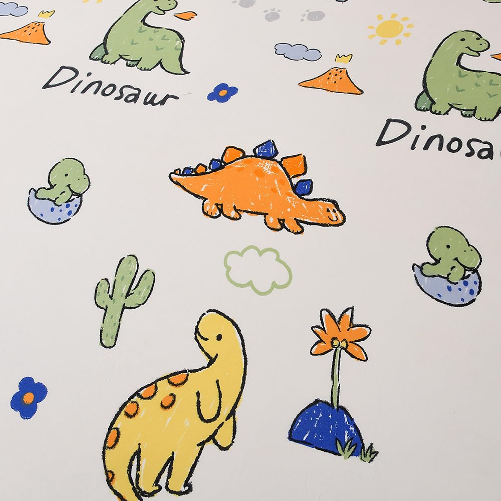 NATURETY Bedding Fitted Sheet with Deep Pocket,Dinosuar Printed Soft Fabric Bed Sheets (Colorful Dino, Twin)