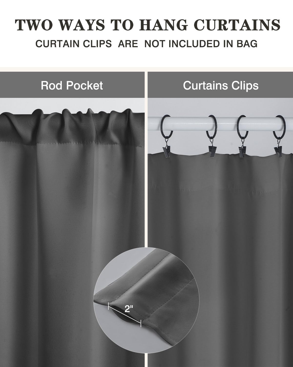 Easy Home 3 Piece Solid Color Blackout Window Curtain Set with Tiers and Valance Rod Pocket Thermal Privacy Curtain Tiers for Kitchen, Living Room, Bathroom Shades, W27 x L36 Inch,(Dark Gray)