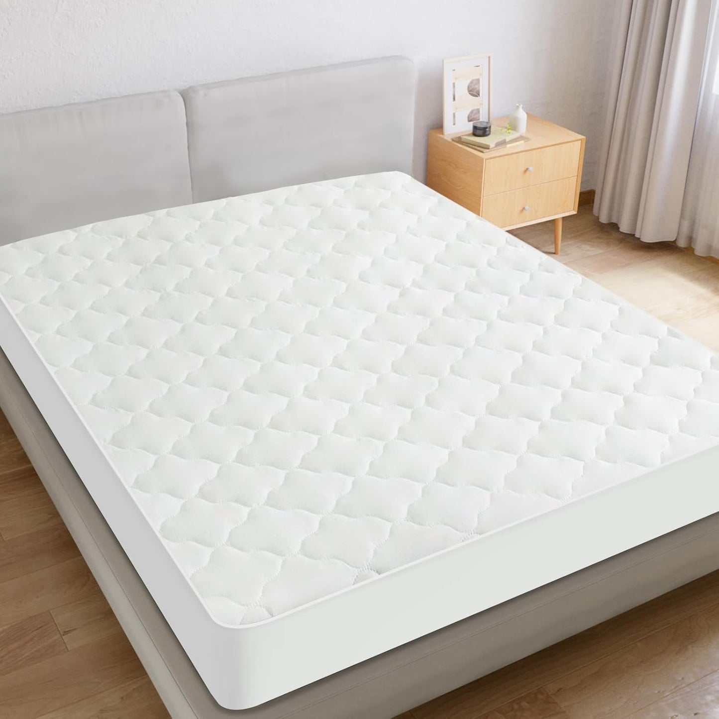2 Pack Twin Mattress Protector Pad Waterproof Quilted, Breathable & Cooling Twin Size Mattress Cover Fitted for Kids with Deep Pocket Up to 14" for Single Bed, (White)