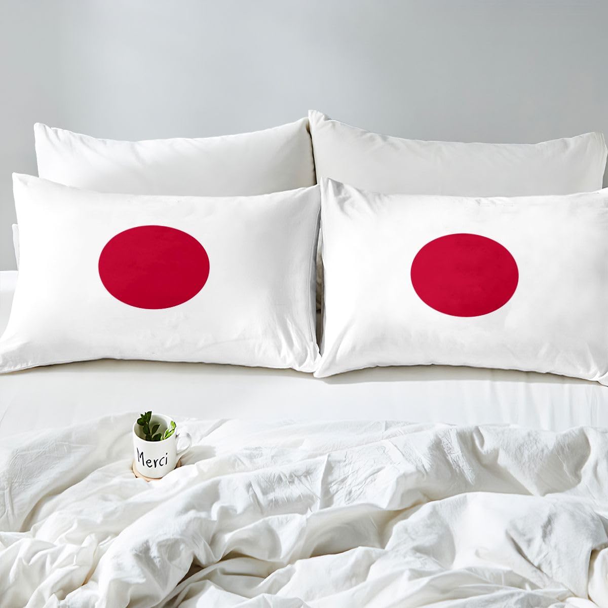 Feelyou Japanese Flag Duvet Cover Full Size Boys Girls Japan Bedding Set Breathable Soft World Countries Comforter Cover 3Pcs International Flag Bedroom Decor