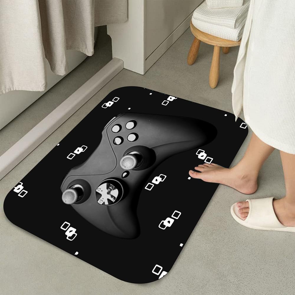 Botoutin Black Game Shower Curtain Kids Boys Gaming Bath Curtain with 12 Hooks Modern Gamer Bathroom Decor Teens Gamepad Shower Curtain Set,72"x72"