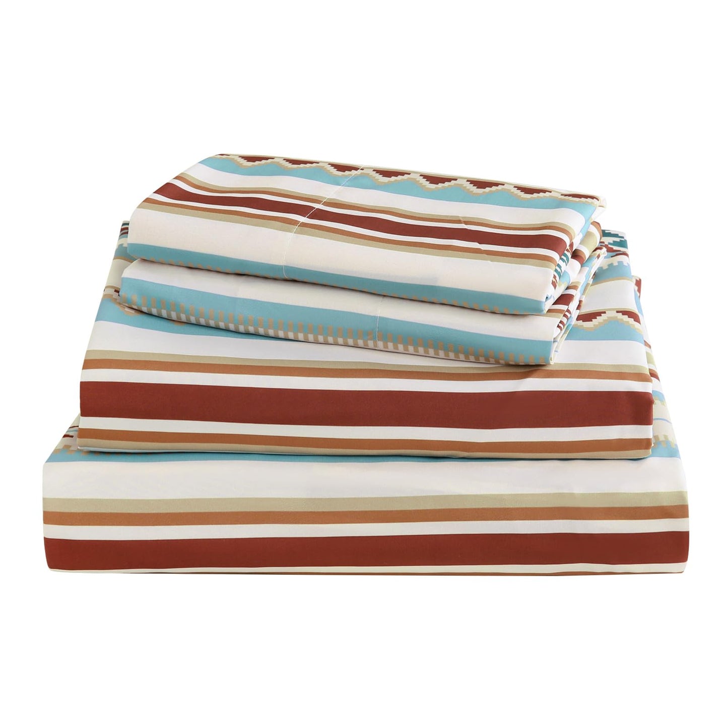 CozySmile 4 Pieces King Sheet Set Bohemian, Boho Sheets Soft Microfiber Deep Pocket, Western Sheets Geometric(King, Colorful Striped)