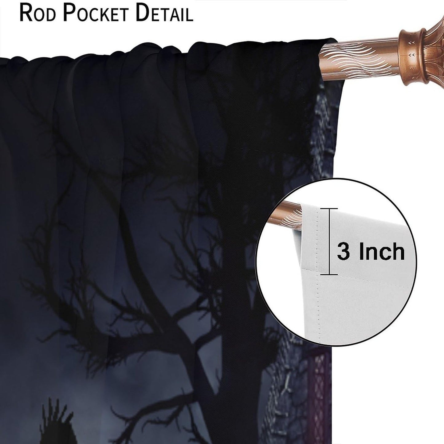 DDCBNS Gothic Curtains,Dark Forest Crow Black Raven Window Treatments for Bedroom Living Room Kitchen Horror Halloween Window Drapes 2 Panel Set,Total Size 42 x 45 Inch