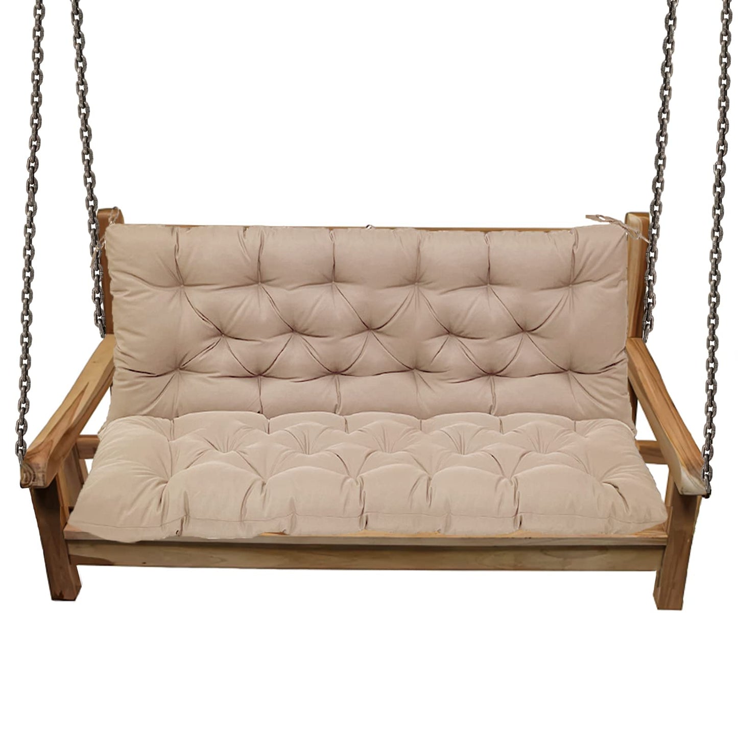 Sauqzoh Replacement Cushions for Swing, Swing Cushions 3 Seater Replacement, Waterproof Thicken Washable Cushion for Outdoor Indoor Furniture Swing Patio (Khaki, 40x40 inch)