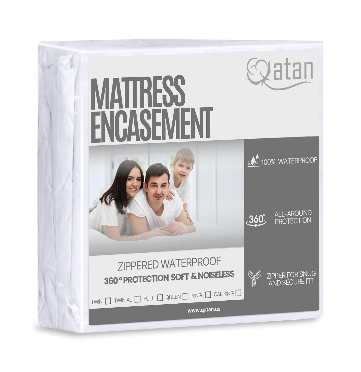 Full Mattress Protector Encasement with Zipper – Waterproof Mattress Protector Full Size – Soft, Breathable & Noiseless Zippered Mattress Cover – Fits Up to 12”