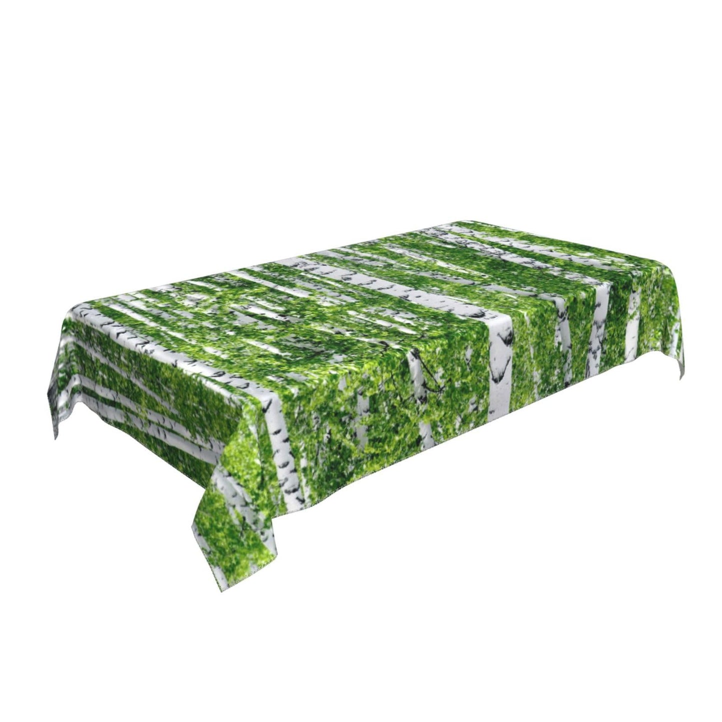 RTAFGU Forest Tablecloth, Waterproof Table Cloth Vibrant Green Birch Forest, Nature Woodland Decor Design Stain Resistant Spillproof Polyester for Kitchen Dining Party Rectangular 55" x 35"