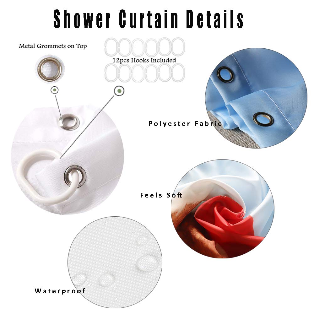 VividHome Shower Curtain Full Moon Over Ocean Landscape Waterproof Fabric Shower Curtain for Bathroom Decor Set with Hooks 72 x 72 Inches