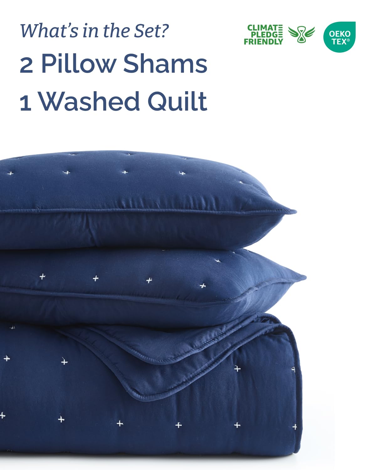 Quilts King Size - Bedspread for King Size - Lightweight Comforter Set - Quilt Bedding Set for All-Seasons - Ultra Soft, Breathable & Comfy - Summer Coverlet with 2 Pillow Shams - 106" x 96", Navy