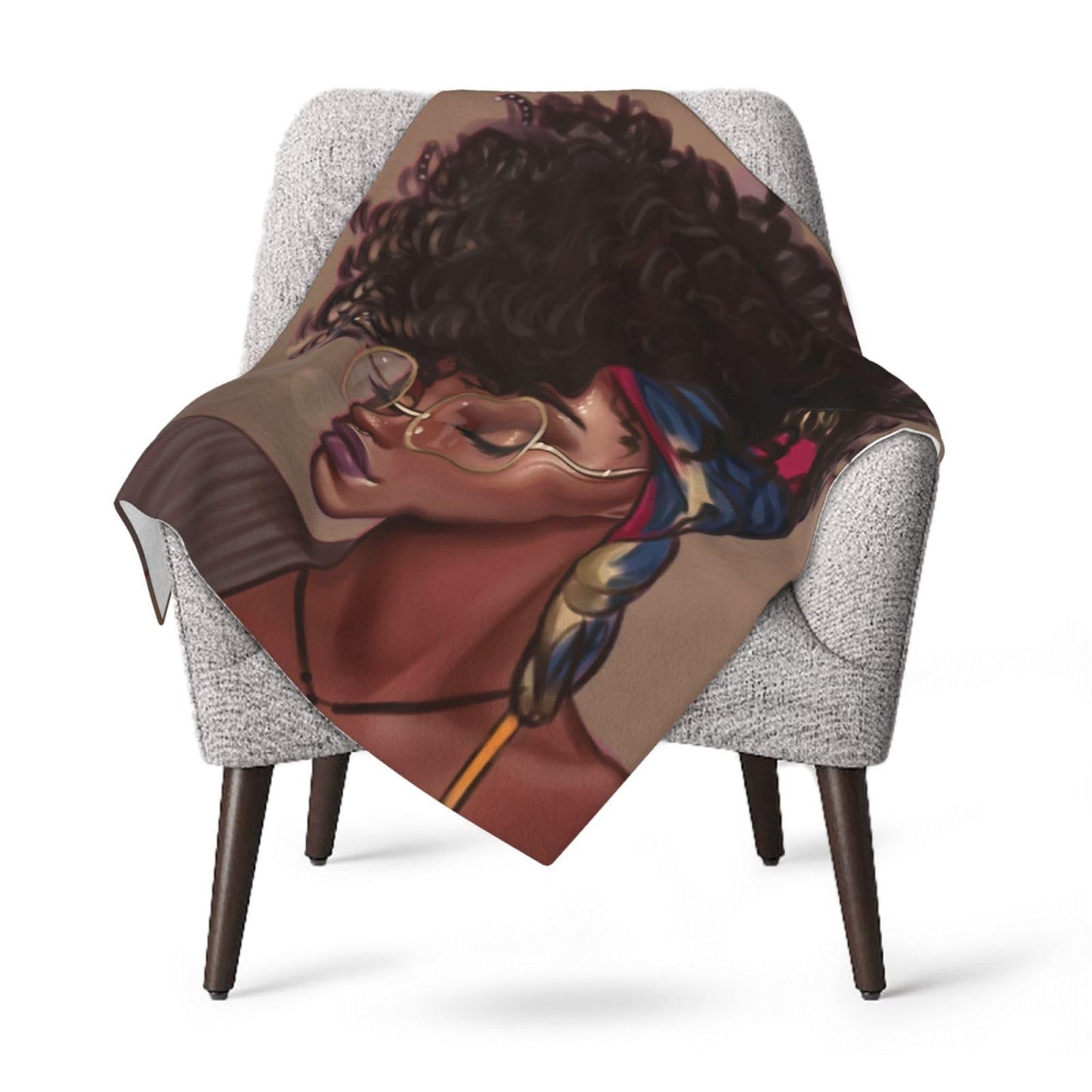 Abucaky African American Black Girl Fleece Throw Blanket Ultra Soft Cozy Afro Woman Decorative Flannel Blanket for Home Bed Couch Chair Travel 50x40in
