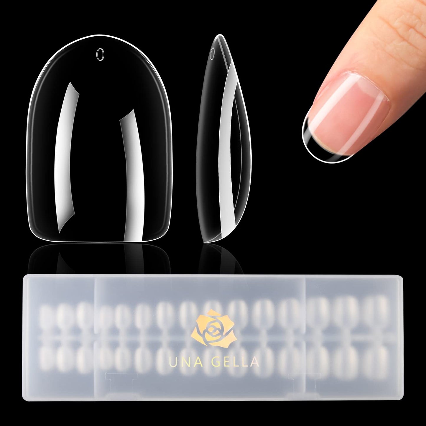 UNA GELLA Extra Short Oval Almond Gel Nail Tips 360pcs 15 Sizes Round Almond Press on Nails Short Oval Fake Tips Full Nails For Nail Extension DIY Salon Soft Gel Tips