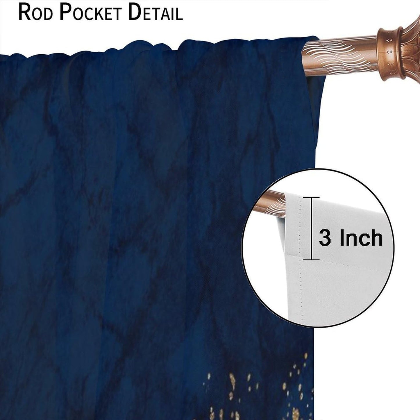 Djaby Blue Marble Curtains, Modern Luxury Gold Texture Window Curtains Drapes for Bedroom Living Room Home 42" W X 45" L(No Blackout)