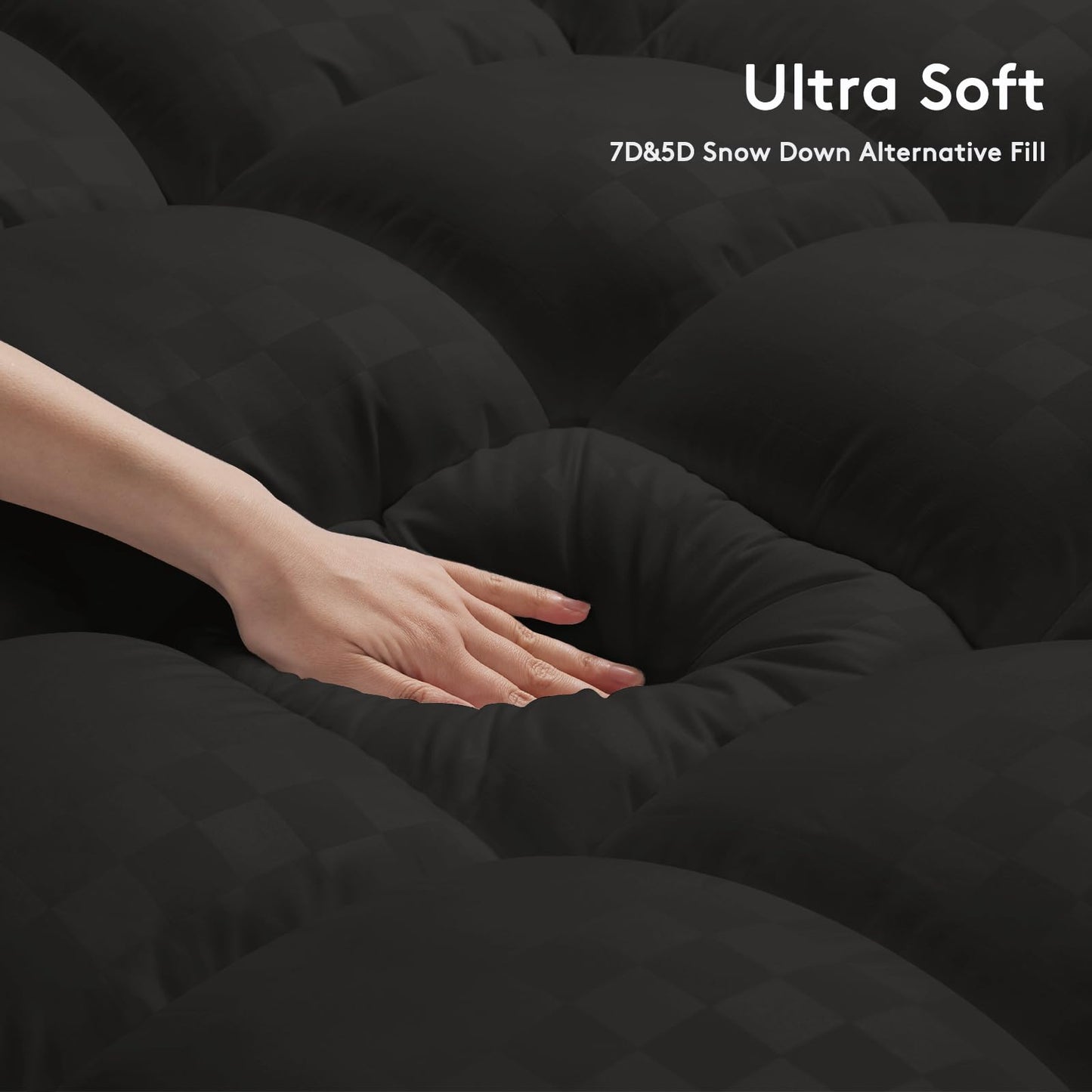 SameBed Mattress Topper Queen,Extra Thick Mattress Pad Cover for Back Pain,Cooling Mattress Protector with 8-21 Inch Deep Pocket,Overfilled Down Alternative Filling,Black