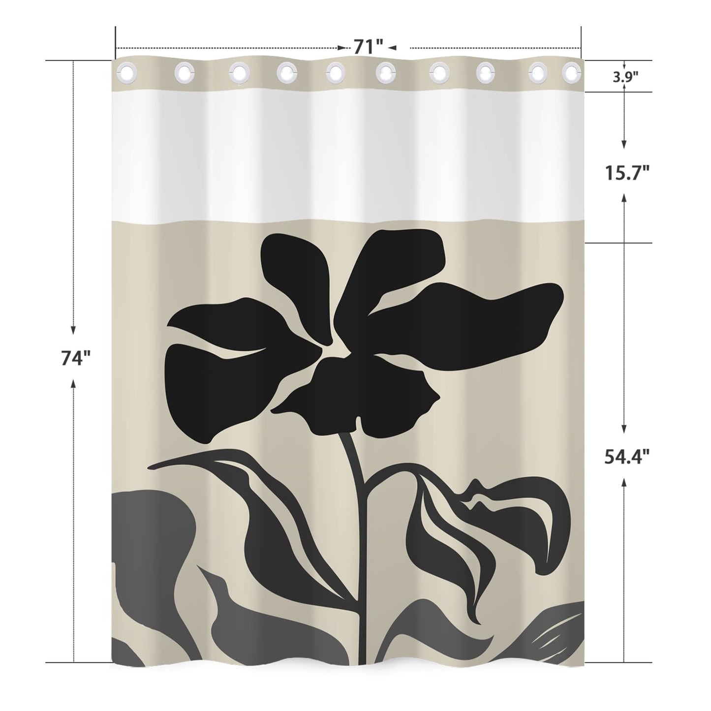 NAEMBCU Abstract No Hook Shower Curtain with Liner 71 x 74 Inch