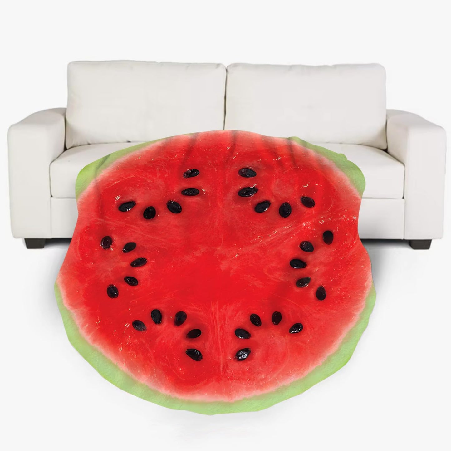 Watermelon Blanket for Kids Adults Round Cozy Flannel Funny Gifts Realistic Food Throw Blankets Novelty Soft for Men Women for Bed Couch 48 Inches