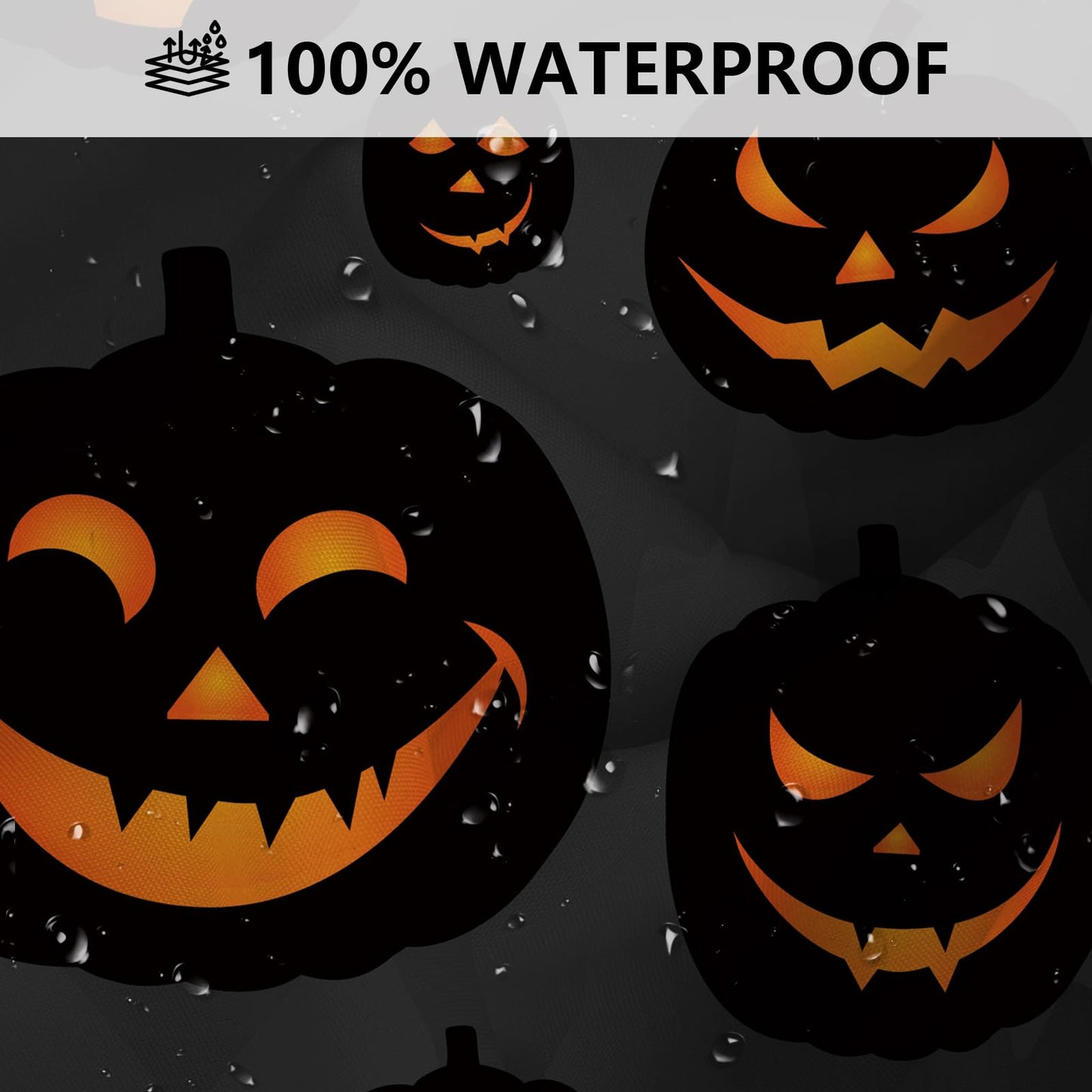 MEHOFOND 4pcs Halloween Pumpkin Shower Curtain Set Evil Pumpkins Shower Curtain Sets Halloween Black Scary Shower Curtain Set for Bathroom Decor with Non-Slip Rugs Toilet Lid Cover and Bath Mat