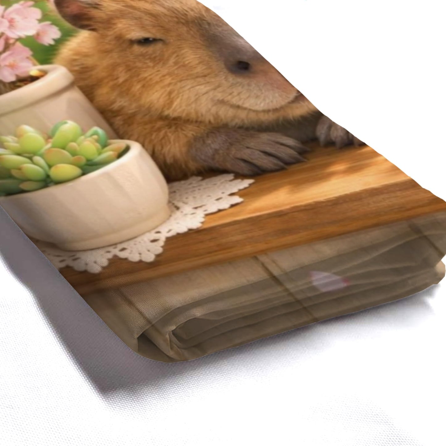 REZHOCH Fun Capybara Shower Curtain 72x72Inch Cute Animals Home Bathroom Decor,Spring Summer Floral Window Scene Rustic Farmhouse Plants Soft Pastel Nature Waterproof Bath Set