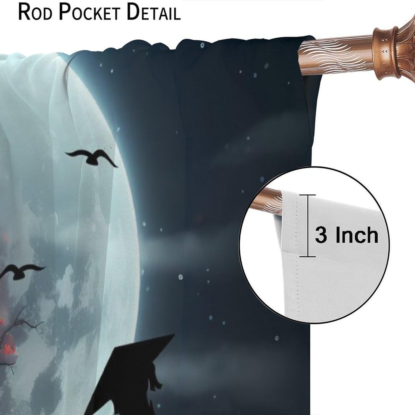 Llylumty Japanese Samurai Blackout Curtain Japanese Plum BlossomMoon Night Tree Modern Art Style Rod Pocket Window Drapes for Living Room Decor 21x45in,2 Panel Set