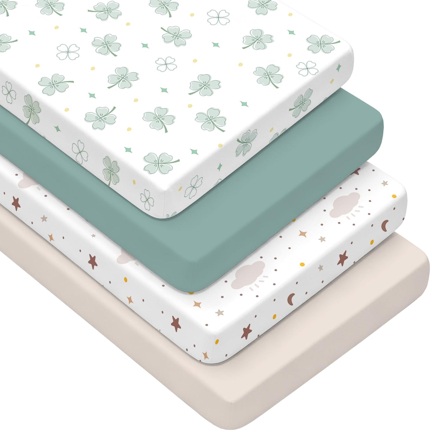 4 Pack Baby Crib Sheets for Boys Girls - Ultra Soft & Skin-Friendly Fitted Crib Sheet for Standard Crib and Toddler Mattress, 52"x28"(Green)