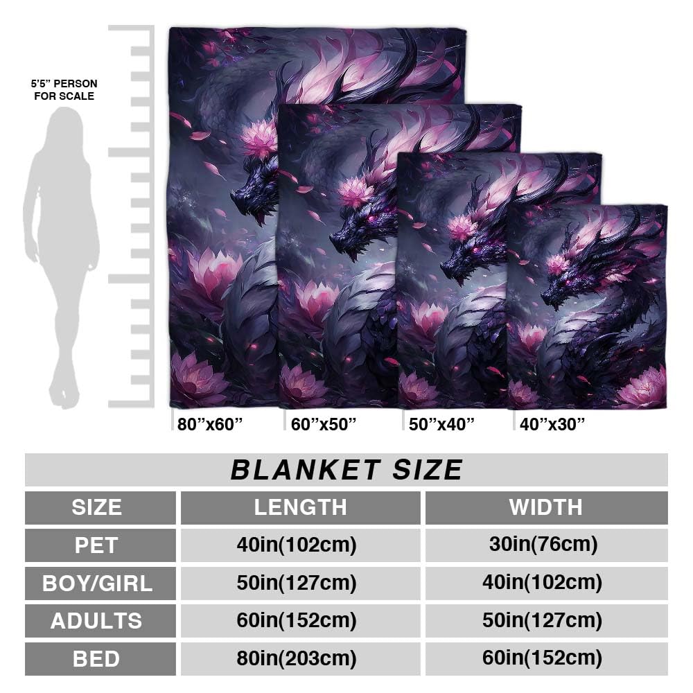 Custom Dragon Blanket for Kids Teens Adults – Soft Fantasy Throw Cozy Animal Print Bed Throw for Bedroom or Living Room (Dragon Blanket #13)
