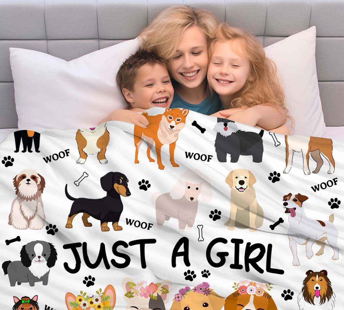 Cute Dog Blanket Bedding Soft Cozy Flannel Throw Blankets for Dog Lovers Funny Pet Puppy Plush Gifts for Kids Adults 50"x40"