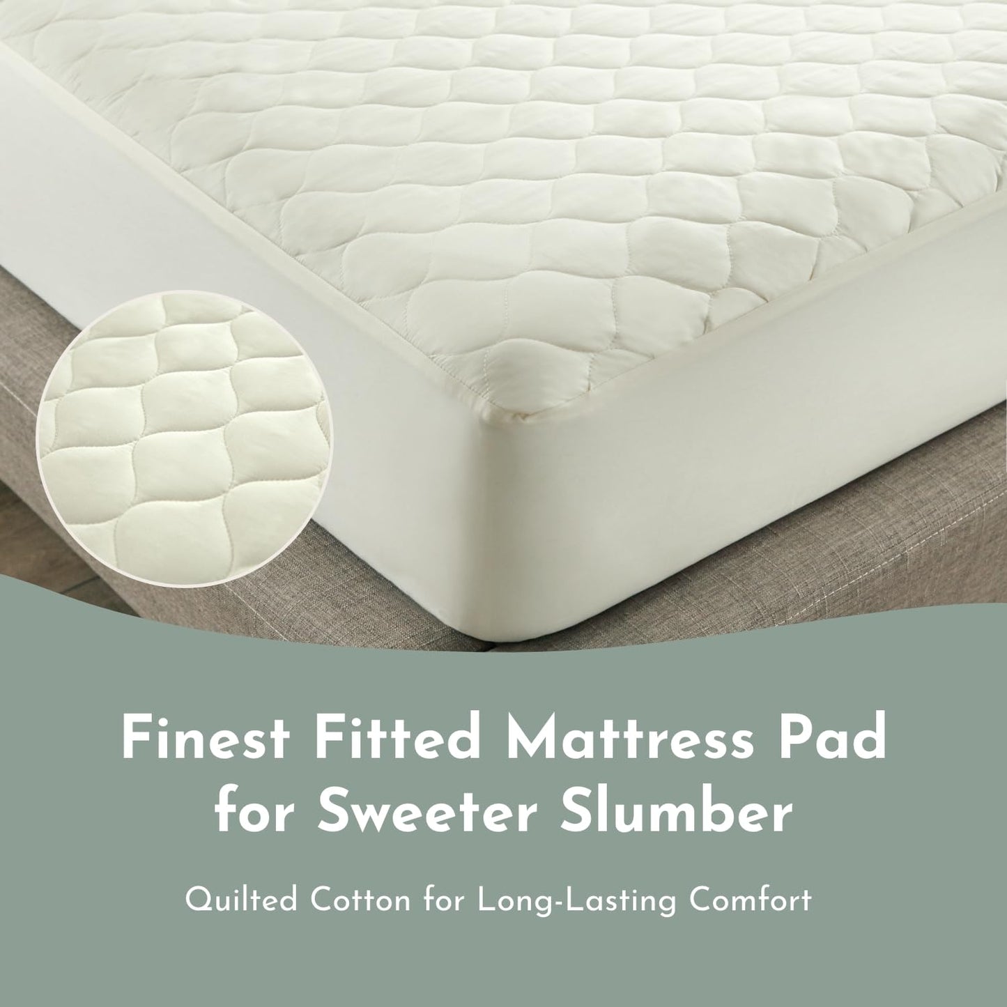 100% Cotton Organic Mattress Protector | Breathable & Noiseless GOTS Organic Mattress Pad with Premium 300GSM Durability | Machine Washable Quilted Bed Protector with Deep Pocket (Ivory, King)