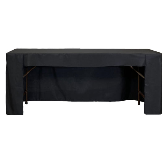 YOUR CHAIR COVERS - 8 ft X 18 inch Fitted Open Back Polyester Rectangular Tablecloth - Black
