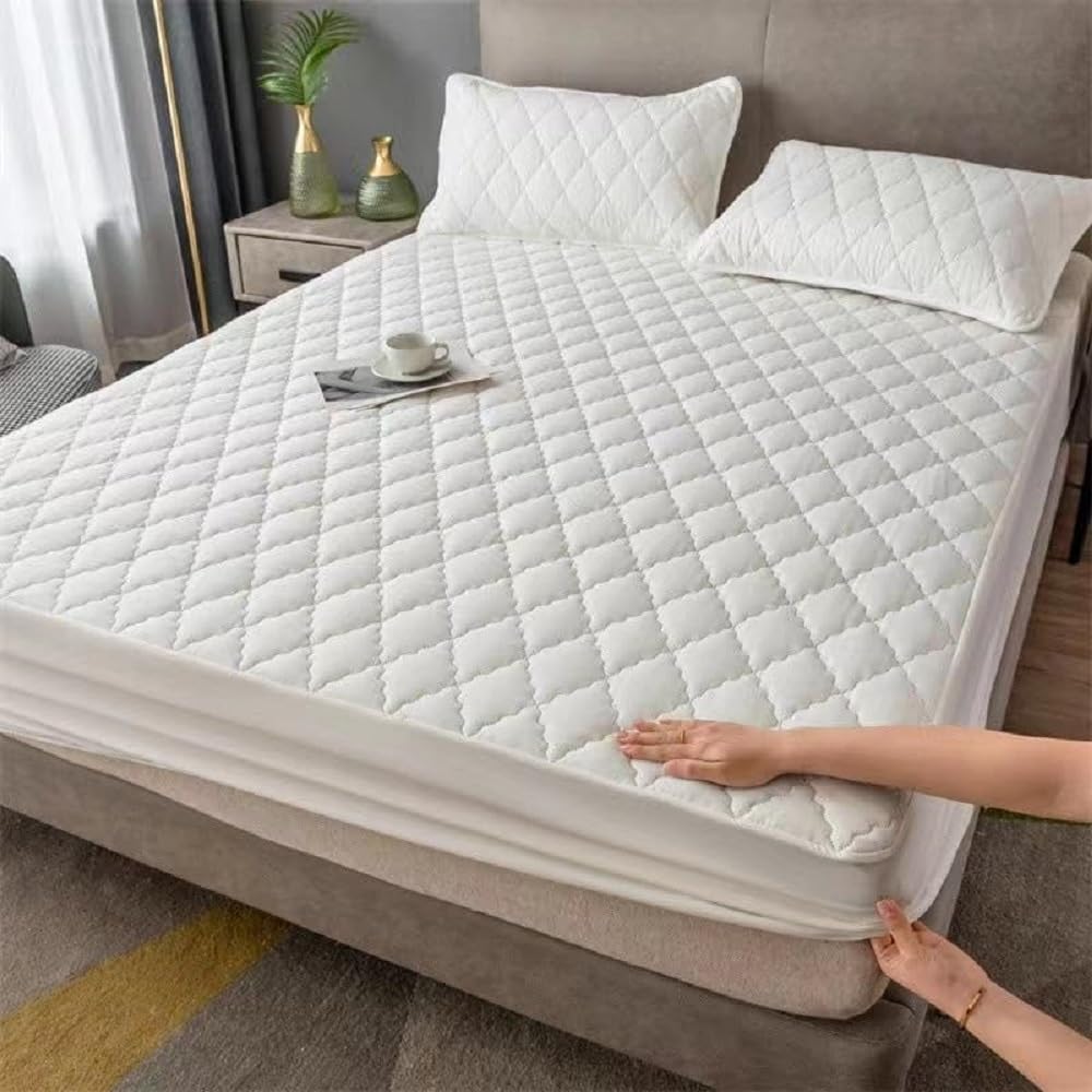 Bedding Waterproof Mattress Protectors with Deep Pocket Fitted Up to 13 inches, Washable Mattress Cover Topper Comfortable Soft Noiseless for Dorm,Home, Hotel (White, Full)