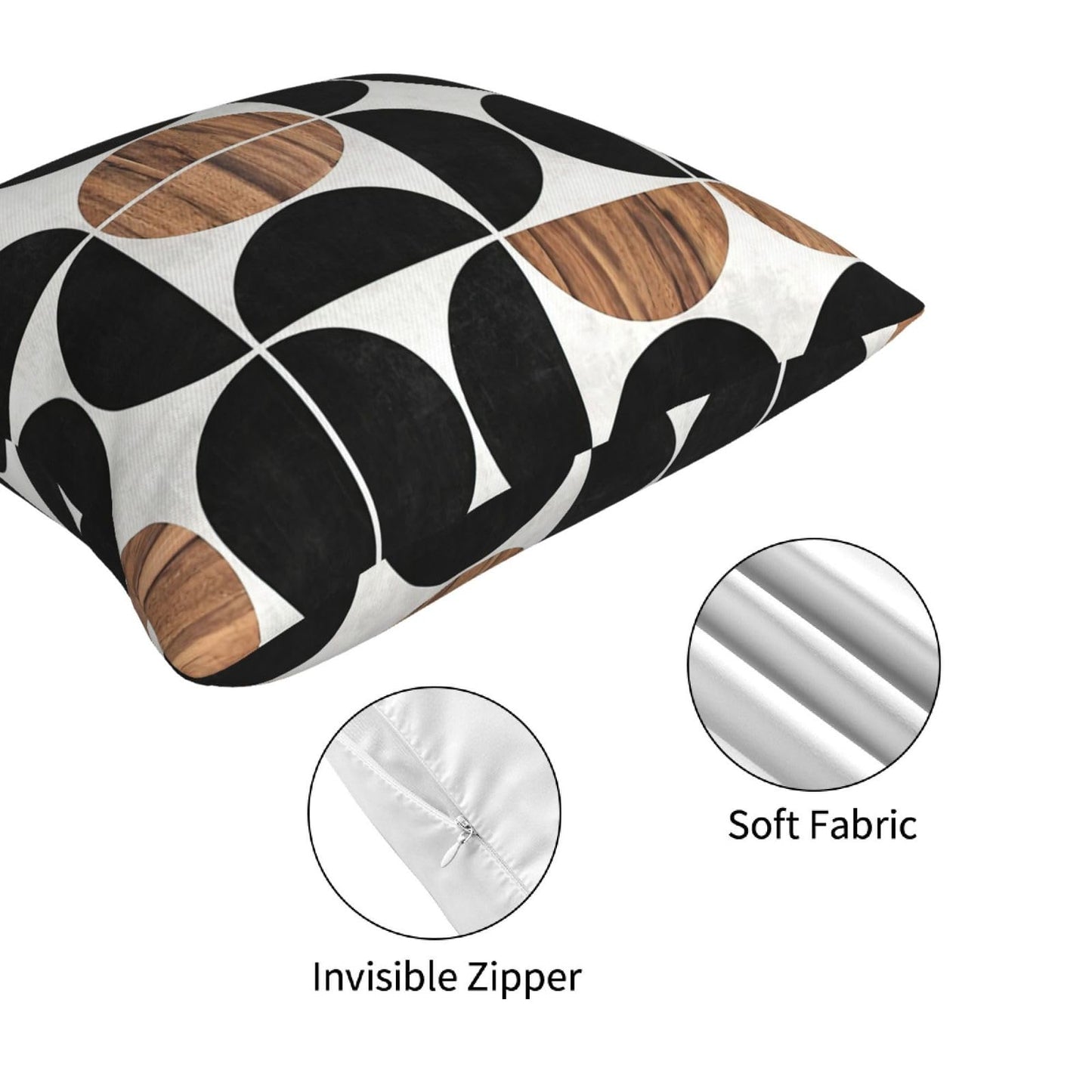 CCOCND Mid Century Pillow Covers 18 x 18 Set of 4 Midcentury Modern Aztec Concrete Wood Pattern Throw Pillow Cover Black White Pillowcase Home Decor Cushion Covers