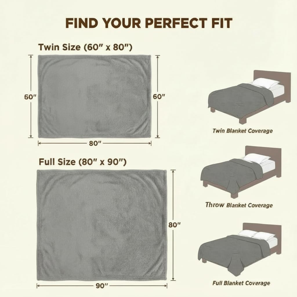 BAHALDEN Fleece Blanket Full/Queen - 80x90 Inch Lightweight & Buttery-Soft Throw for Bed, Sofa, Camping | 300GSM Cloud-Touch Microfiber | Cozy Essentials for Travel & Movie Nights, (Alloy)