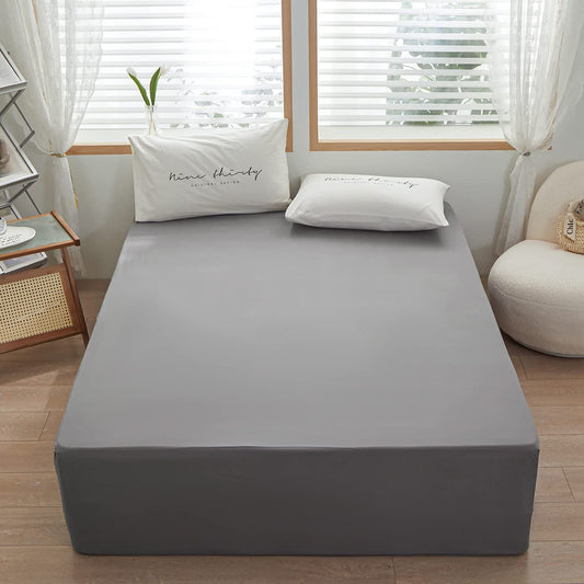 Rushrushlulu Bedding Queen Size Fitted Sheet Only- Bottom Mattress Fitted Sheet-Fits 15inches Deep Mattress Pocket -Soft and Microfibe-Shrinkage and Fade Resistantr-Easy Care-Light Gray
