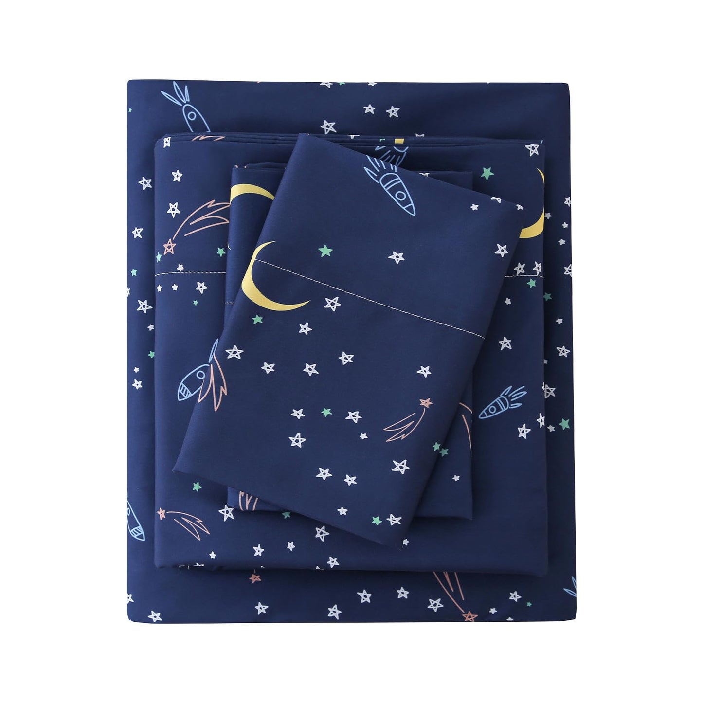 MCO Twin Sheets Set Kids, Soft Microfiber Bed Sheet Set for Boy Girls, 3 Pieces Breathable Twin Sheets Starry Sky