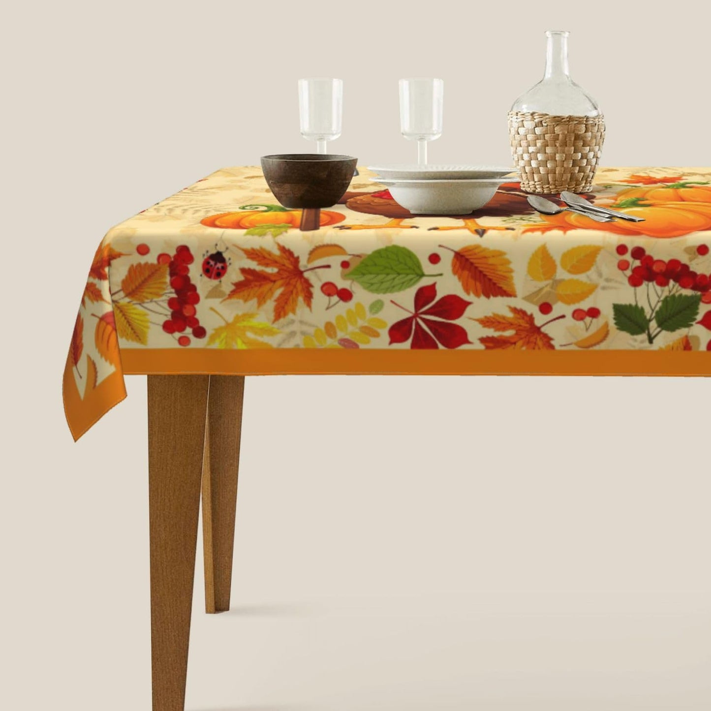 mutakin Thanksgiving Day Rectangle Tablecloth Washable Table Cloth 60x90 Inch Table Cover Waterproof for Decoration Kitchen Dining Room