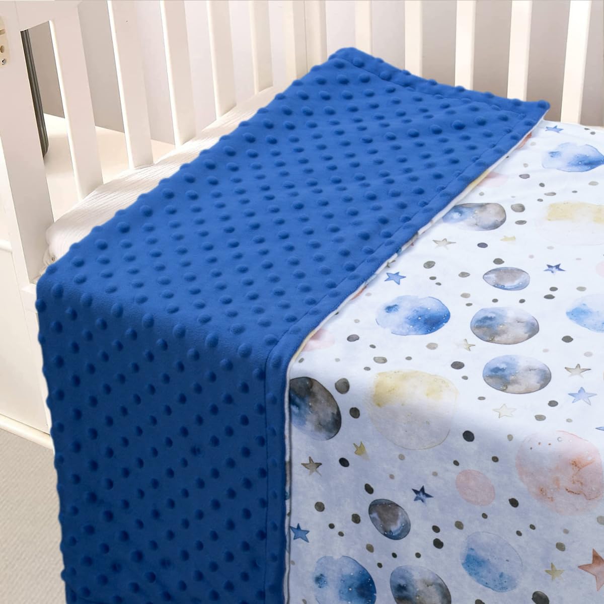 Donsonny Baby Blankets for Unisex Boys Girls, Super Soft Nursery Minky Blankets, 30 x 40 inch Outer Space Printed Bed Throws Newborn (Color Planet)