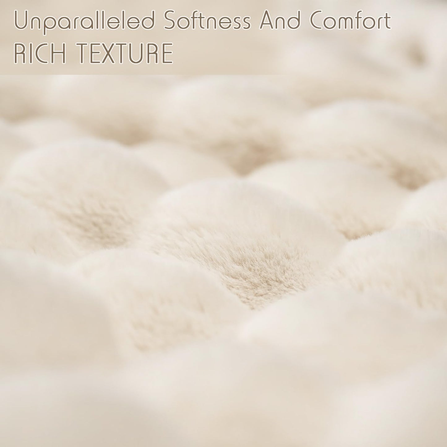 Super Comfort Oversized Warm Thick Bubble Luxury Plush Rabbit Faux Fur Throw Blanket, Fluffy Blanket,Soft Cozy Blanket for Couch Chair Bed Sofa Living Room (White, 50inX60in)