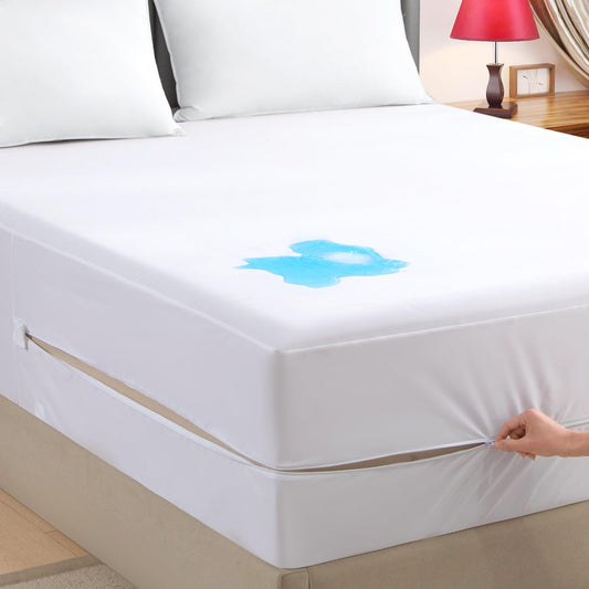 King Zippered Mattress Encasement, Waterproof Zipper Mattress Protector, Breathable, Noiseless, Machine-Washable Zip Mattress Cover?Fitting 7" - 15" Deep Mattress