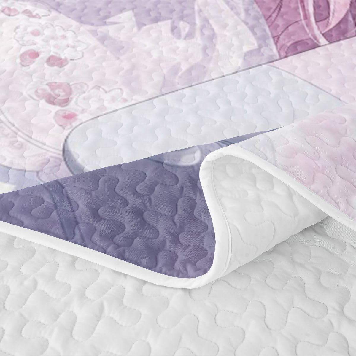 Erosebridal Kawaii E-Sports Girl Quilts Twin Size - 3D Japanese Girl Bedspread Coverlet Set, Girly Gaming Quilt Coverlets 2Pcs (Only 1 Pillowcase)
